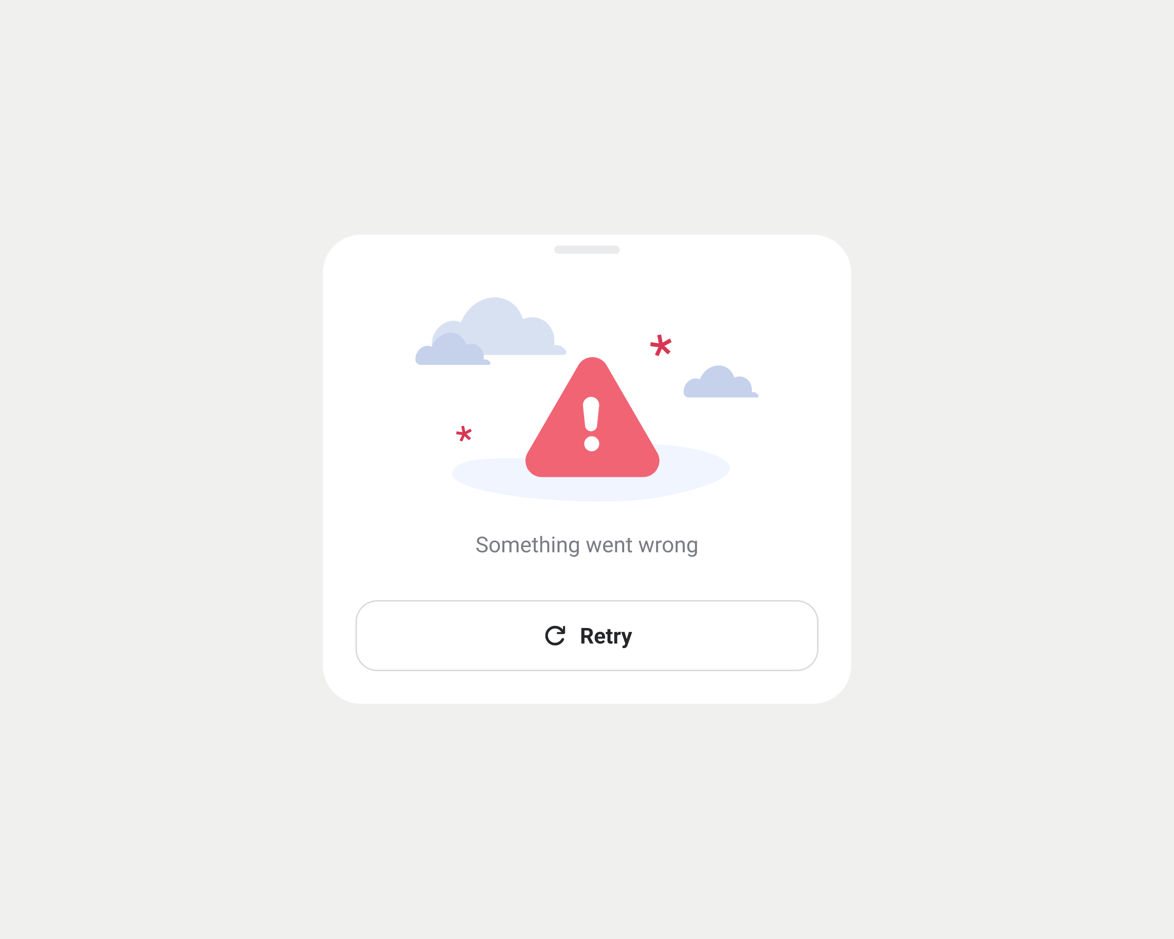 MiniPay error bottom sheet with an alert illustration and Retry button