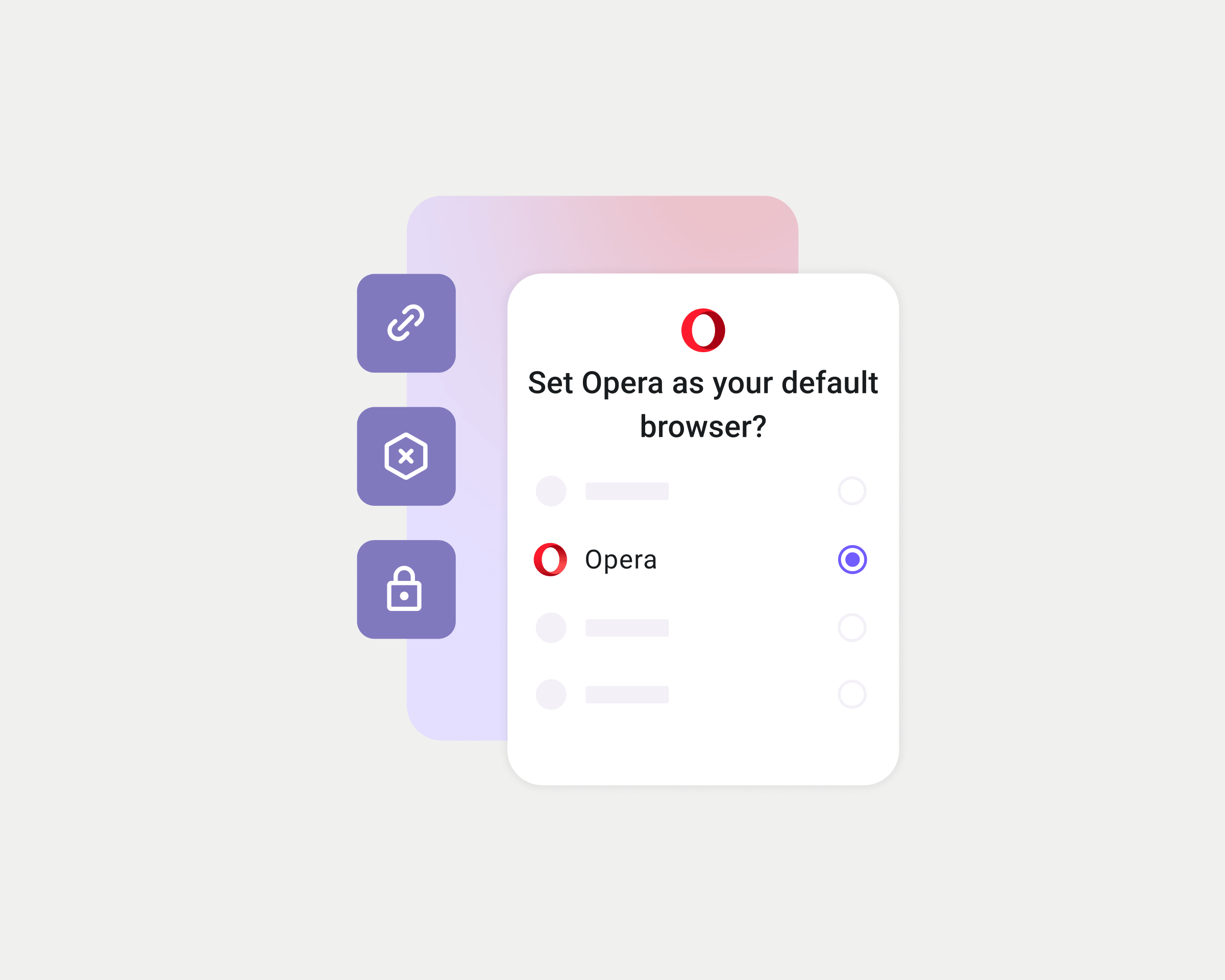 Opera for Android onboarding concept prompting users to set Opera as their default browser
