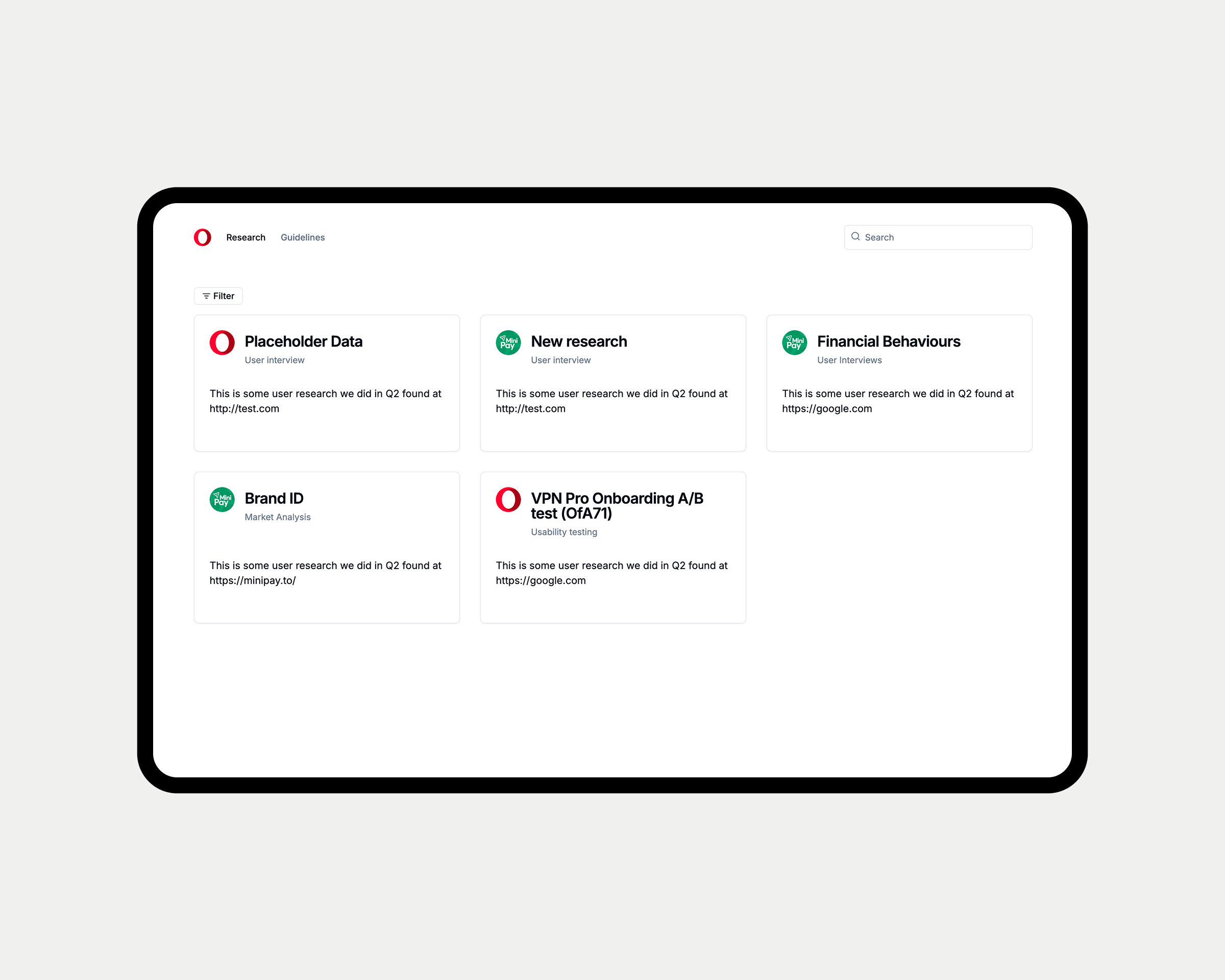 User Research Dashboard